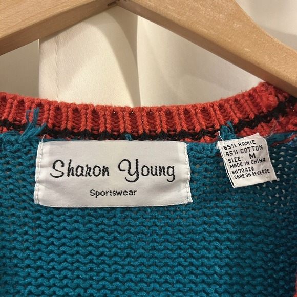 Vintage Southwestern‎ Native American theme Cardigan Sweater Sharon Young Medium - Picture 3 of 6